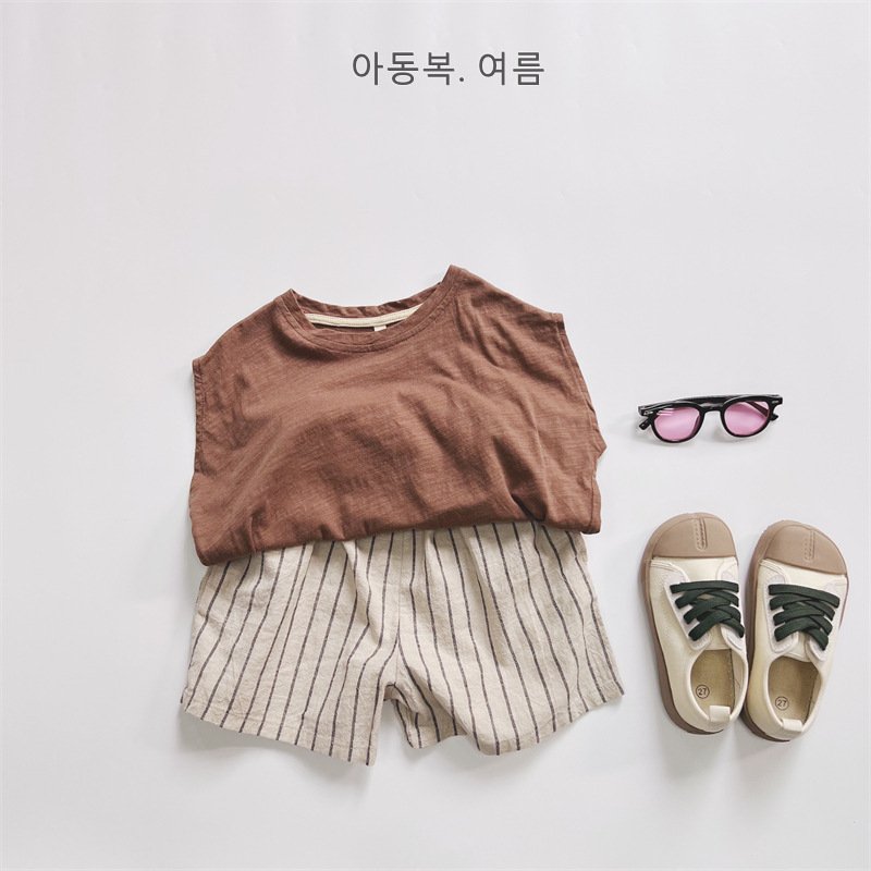 Wholesale Summer Baby Boys Clothes Set Stripe Children Cotton Short Sleeve T-shirt Shorts 2pcs Suit