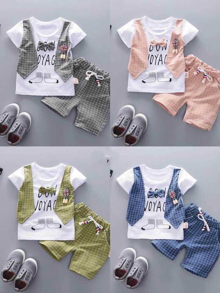 Wholesale children boutique clothing sets 2pcs children 1-4 years boy clothing sets with boy shirt and boy pants