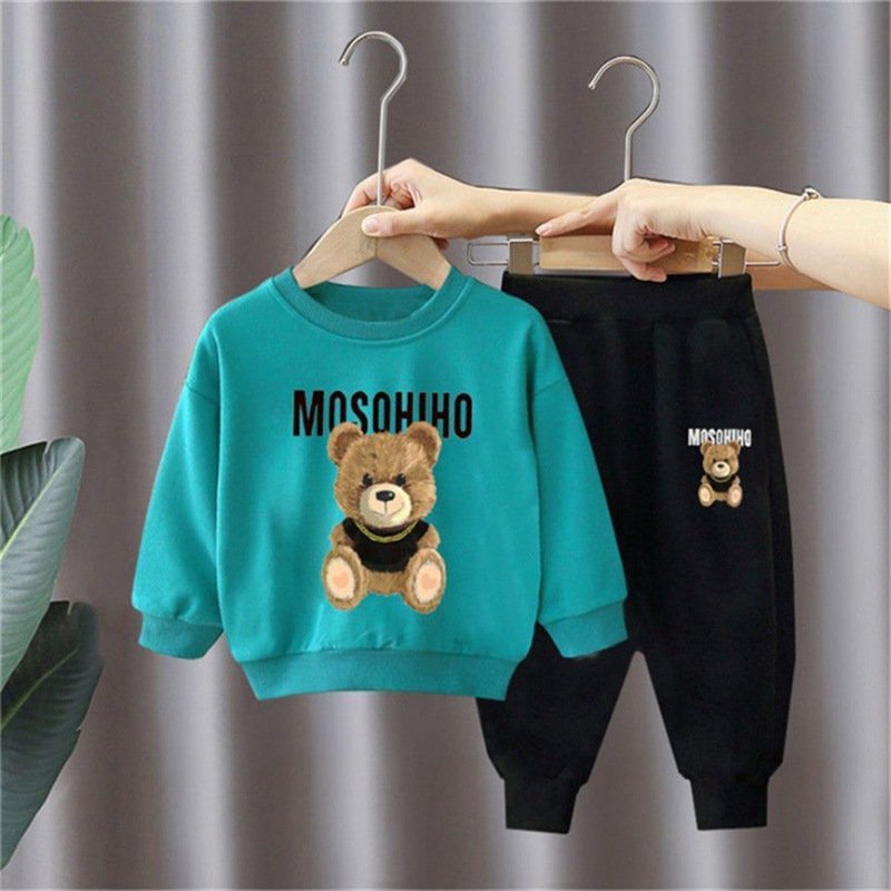 Wholesale Long Sleeve Sports Set for Kids Boys Casual Clothing Cartoon Print Sweat Suits Made Polyester OEM Service Available