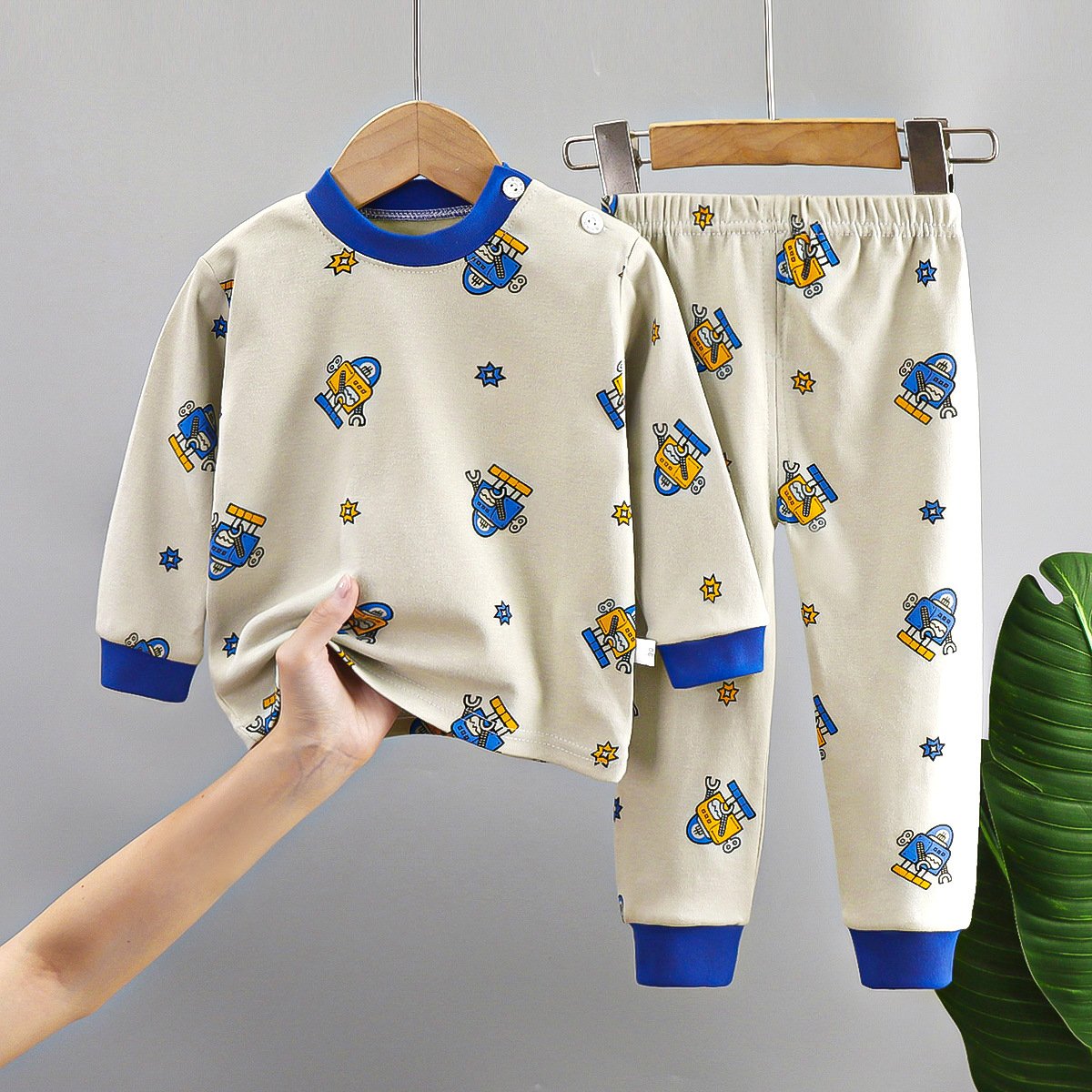 Children's underwear set pure cotton new boys' homewear baby cotton warm pajamas