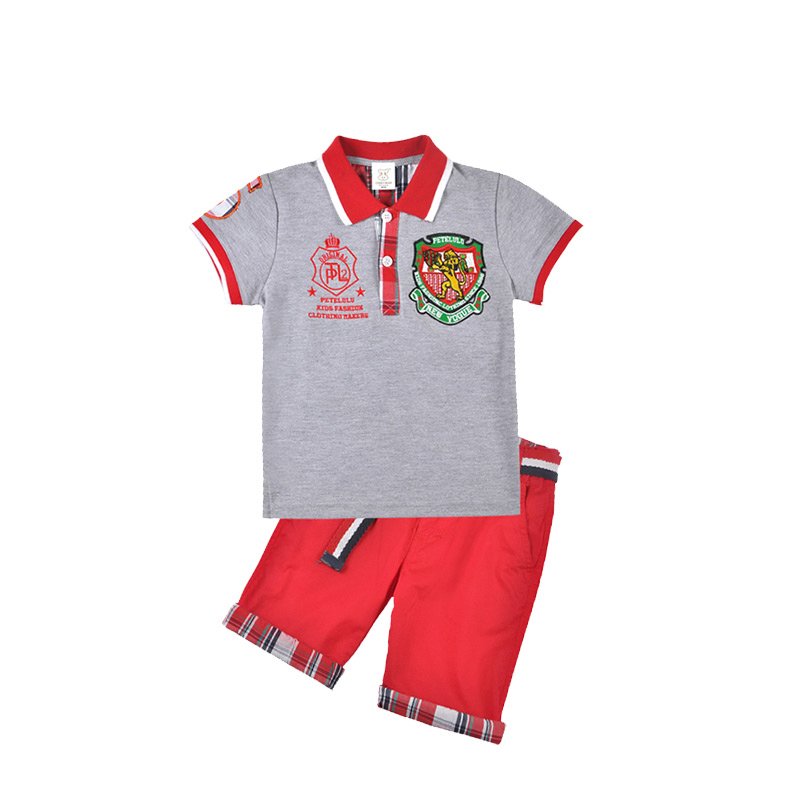 Big selling high quality kids polo collar T-shirt suit good price children clothing sets boys polo suit for sale