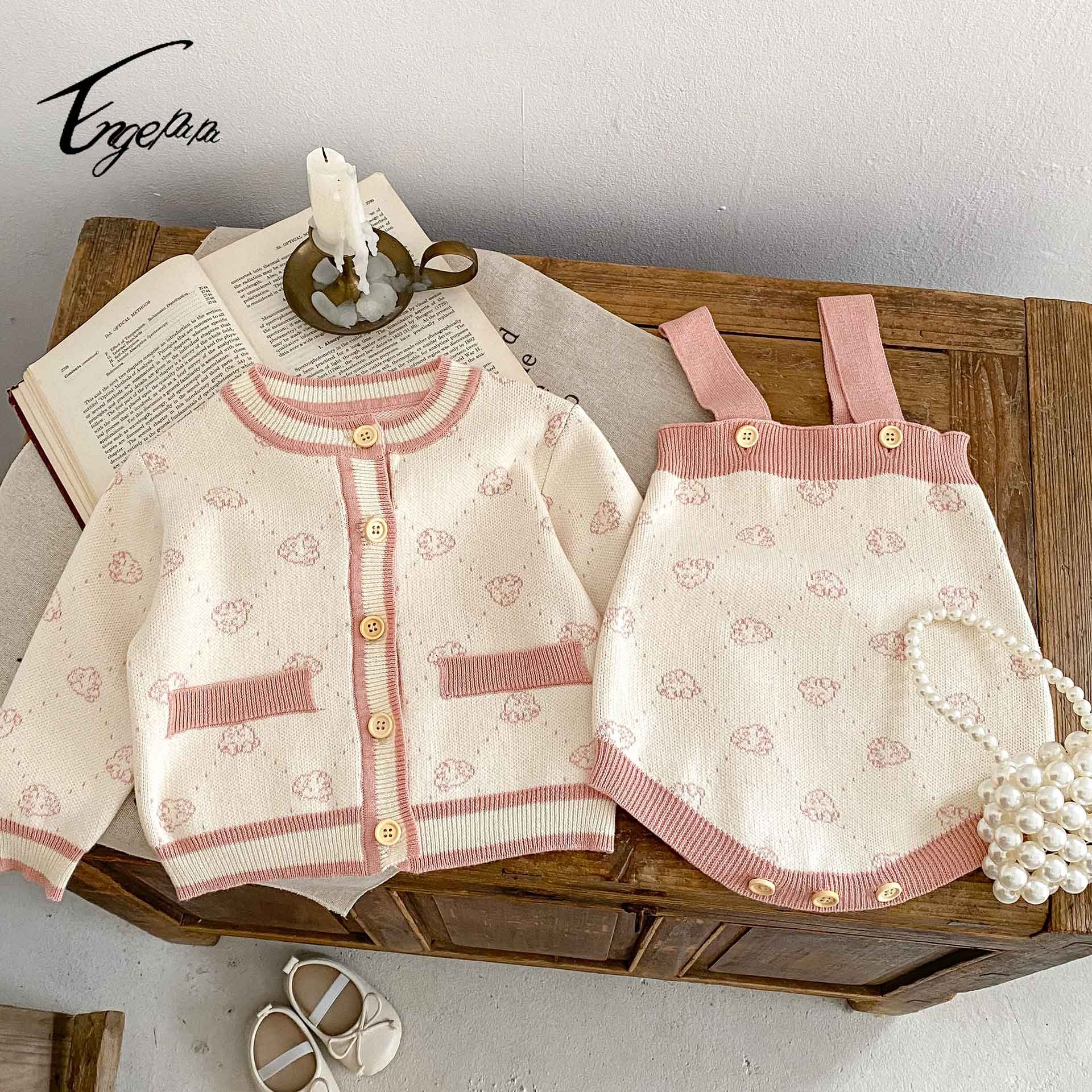 Engepapa autumn newborn casual sweater infant custom floral knit romper baby girl knitted clothing sets
