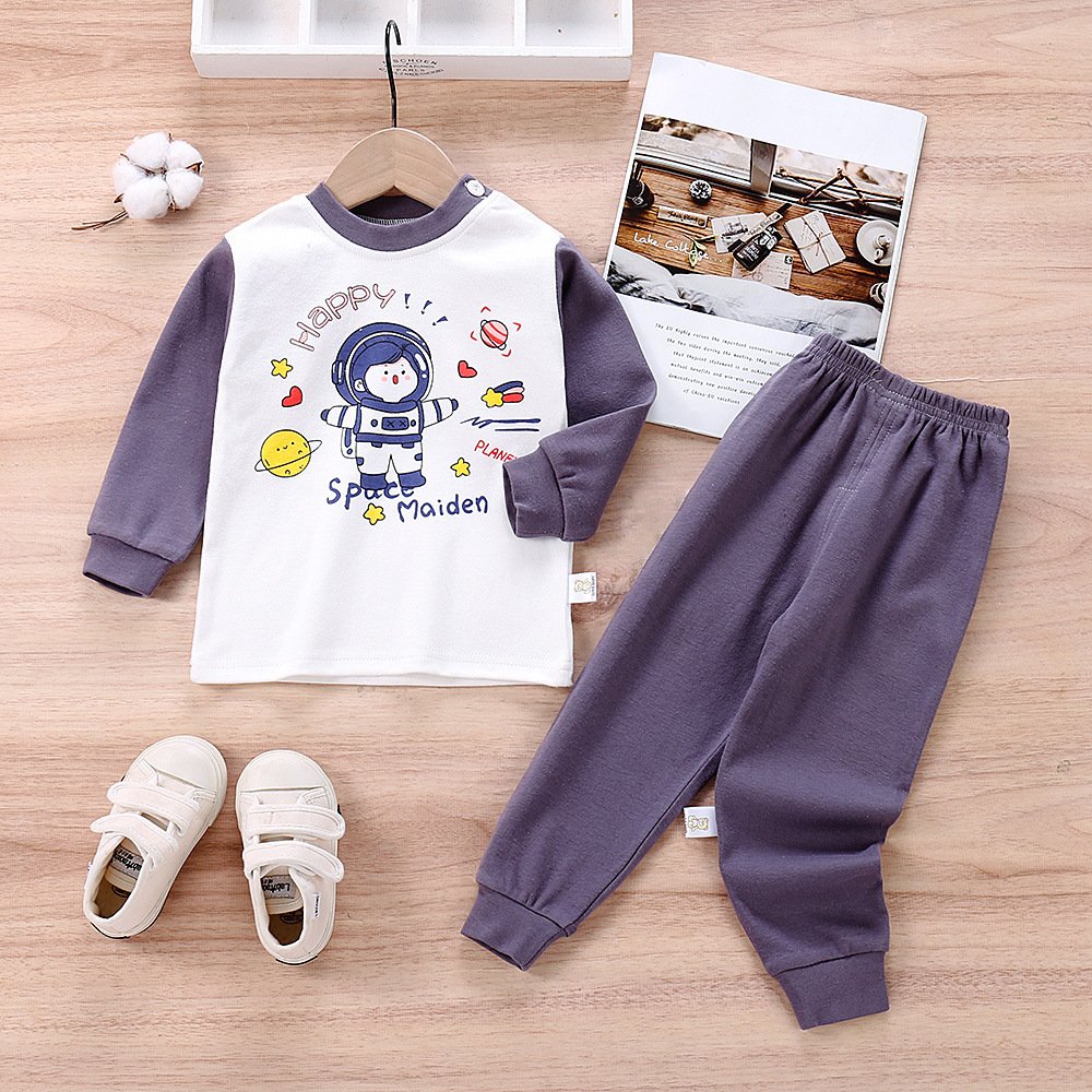 Autumn and winter new children's clothing boys and girls underwear set cotton two-piece home clothes