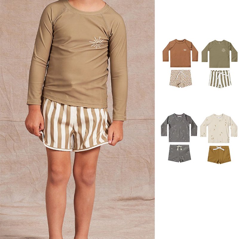 Customized Children Boys Girls Swimwear Beach Wear Rash Guard set Upf50+ Long Sleeve Sun Protection Boy's Swimsuit