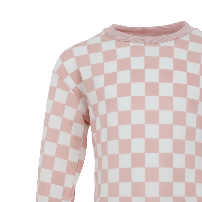2024 fashion winter Custom long sleeve 2pcs set checkerboard boys clothing sets for casual wear