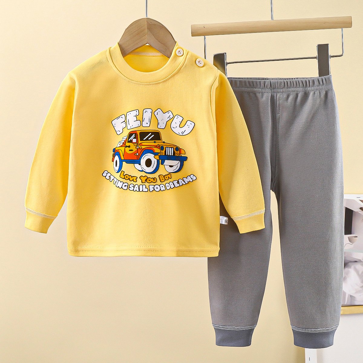 Children's new cotton long Johns boys sleeping clothes female treasure underwear set autumn Children's clothing