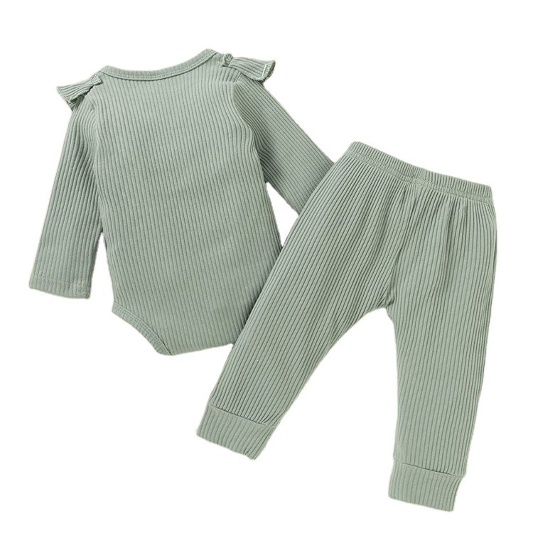 Three Piece Autumn Winter Long Sleeve Romper Pants Pink Baby Girls Clothing Set