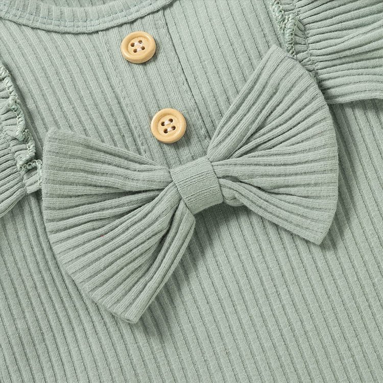 Three Piece Autumn Winter Long Sleeve Romper Pants Pink Baby Girls Clothing Set