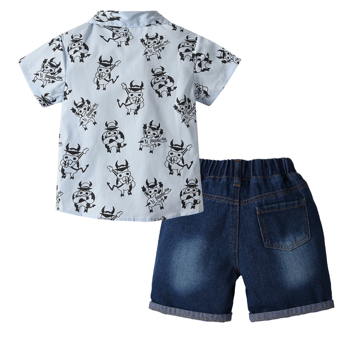 New Kids Boy Clothing Set Print Short Sleeve Shirt Jeans Pant Children Clothes For Boy Kids Summer Clothing Set