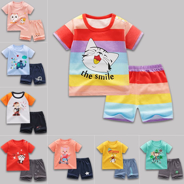 New Children's clothes suit summer baby boy clothes suit T-shirt short 2 pieces of casual cotton spring