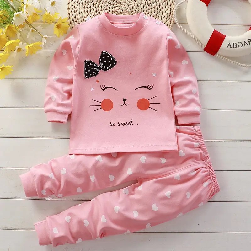 Wholesale In Stock Baby Night Sleepwear Luxury Animal Printing Girls And Boys Kids Clothing Sets