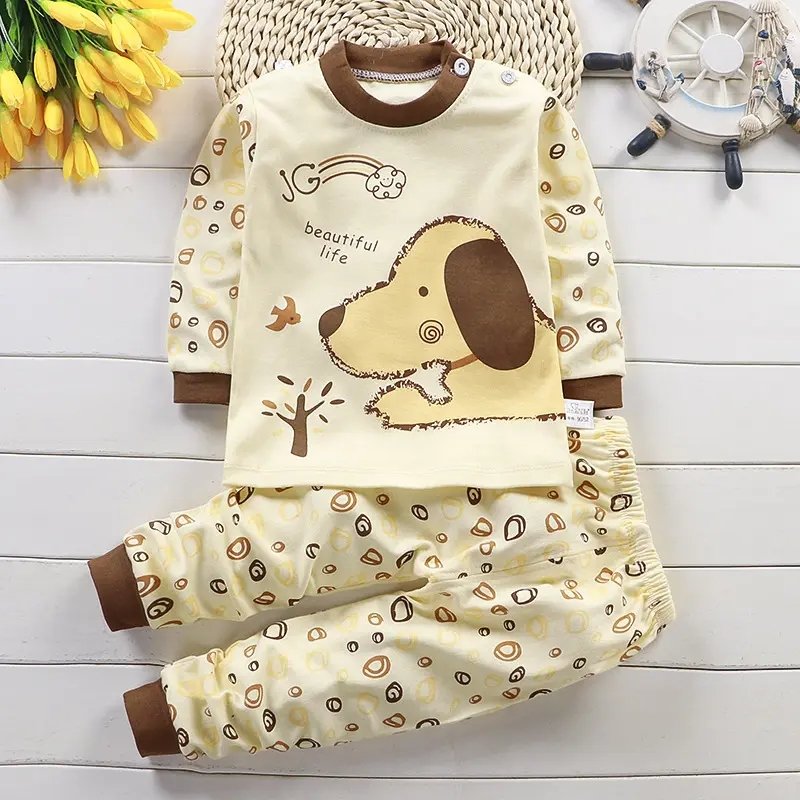 Wholesale In Stock Baby Night Sleepwear Luxury Animal Printing Girls And Boys Kids Clothing Sets