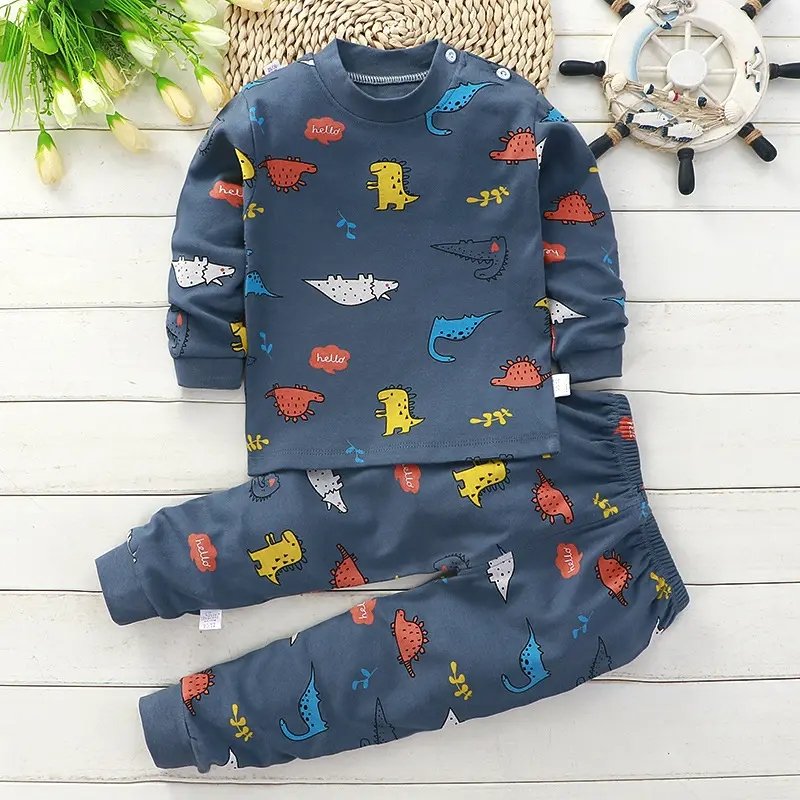 Wholesale In Stock Baby Night Sleepwear Luxury Animal Printing Girls And Boys Kids Clothing Sets