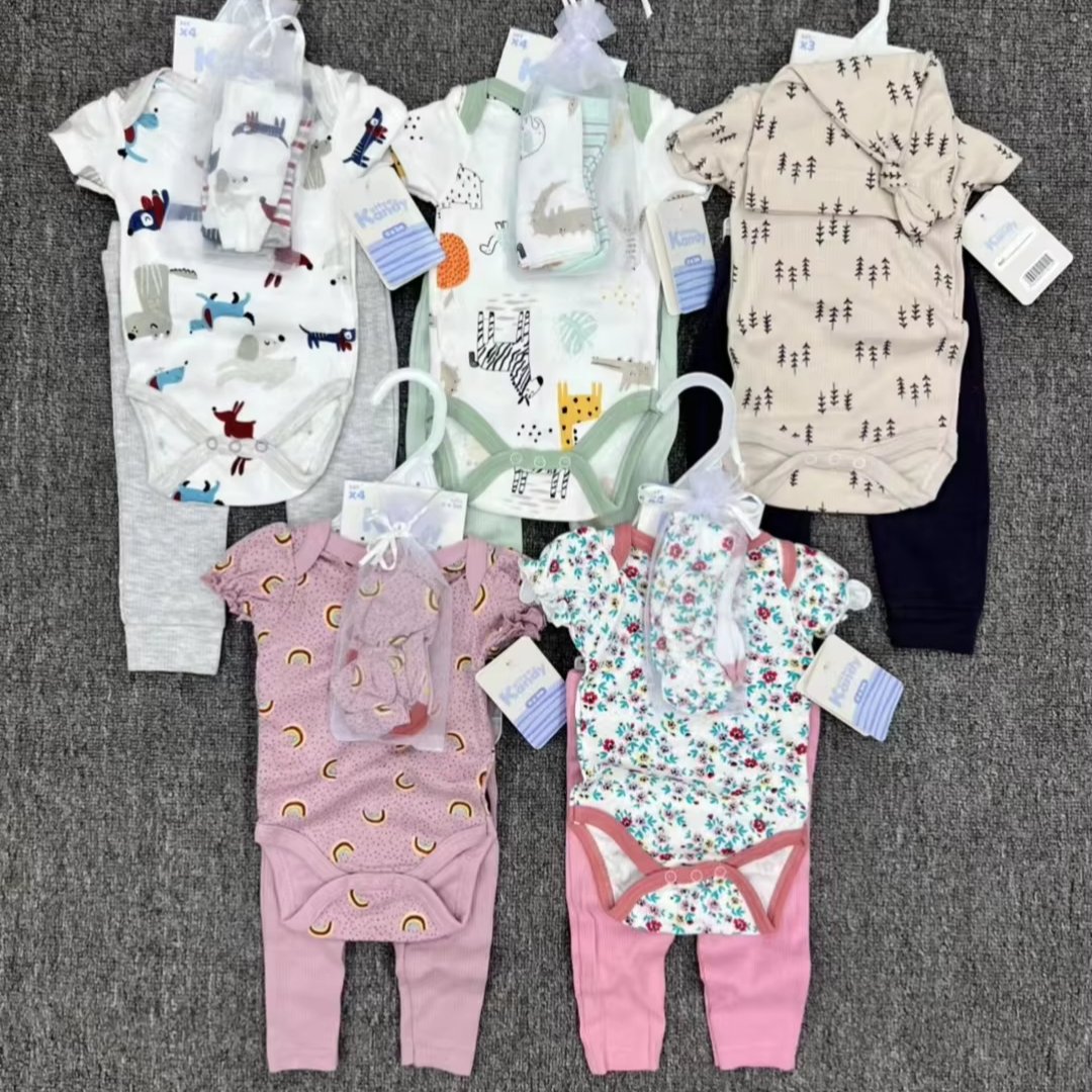 Wholesale 0-3months Baby Boy Cute Fashion newborn gift Clothing Set Summer 3pcs Clothes Set