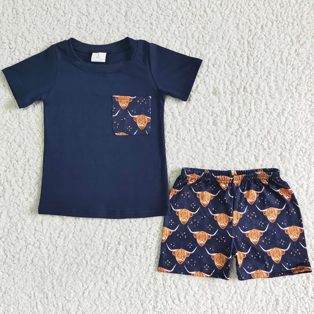 New Design Baby Boy Clothes Fashion Kids Designer Clothes Boys Outfits Fire Truck Print Summer Toddler Boys Clothing Short Sets