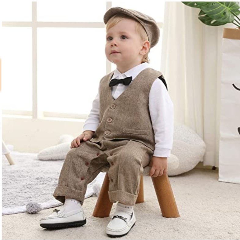 Gentleman Newborn Boys Clothes Set 3 6 Months Suspender Birthday Dress Outfit for Baby Boy Toddler Formal Romper Suits Jumpsuit
