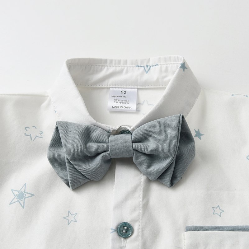 Baby Party Formal Dress Suit Baby Boy Clothes Long Sleeve White Bow Tie Shirt and Pants Kids Outfit Customized Boy Clothing Sets