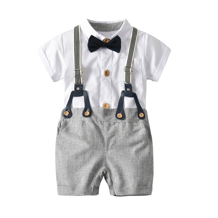 Baby Boy Clothes Romper + Bow + Shorts + Suspenders Belt Sets Infant Clothing Short baby boy gentleman clothing