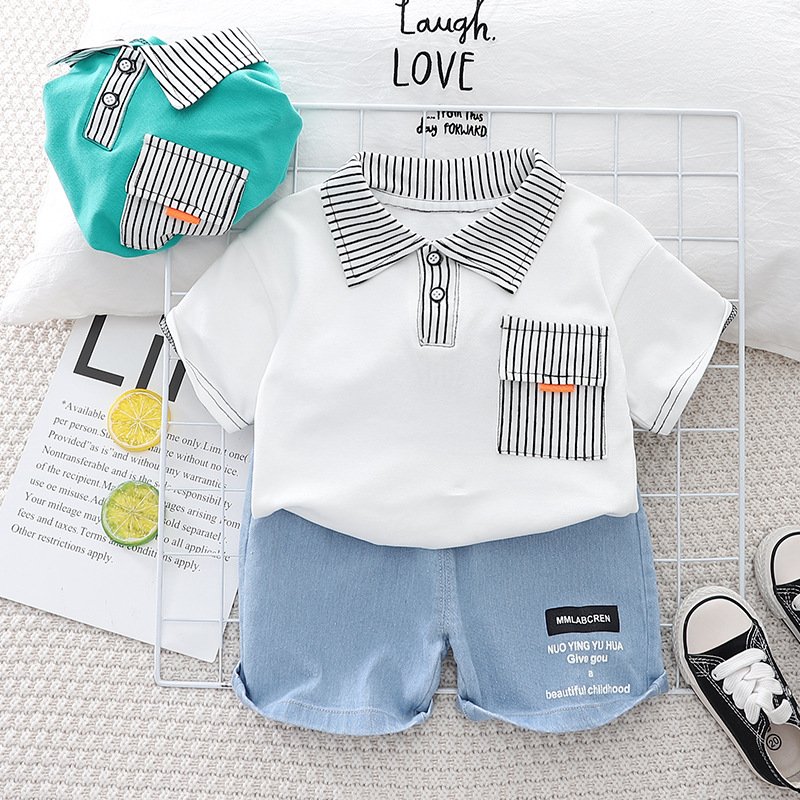 Wholesale Baby Boy Clothes Set Outfits Fashion Design Short Sleeve T-Shirt Shorts Two-Piece Kids Set