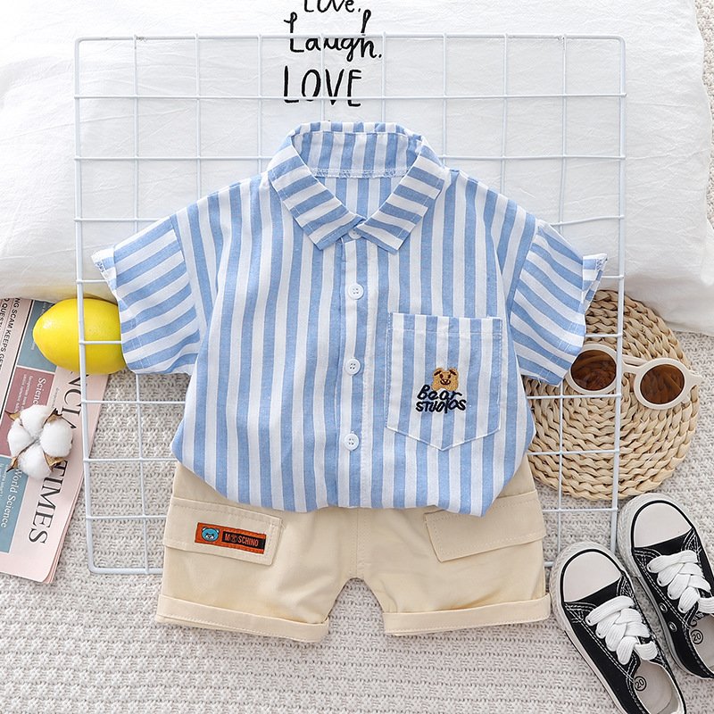 Wholesale Baby Boy Clothes Set Outfits Fashion Design Short Sleeve T-Shirt Shorts Two-Piece Kids Set