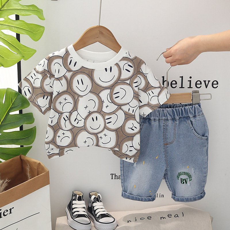 Wholesale Baby Boy Clothes Set Outfits Fashion Design Short Sleeve T-Shirt Shorts Two-Piece Kids Set