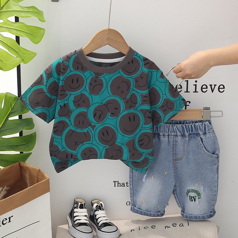 Wholesale Baby Boy Clothes Set Outfits Fashion Design Short Sleeve T-Shirt Shorts Two-Piece Kids Set