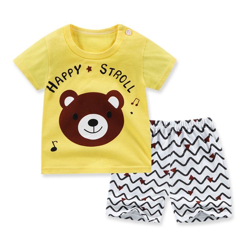Wholesale Kids Clothing Set Cute Cartoon Summer T-shirt and Shorts Boys Clothes Set