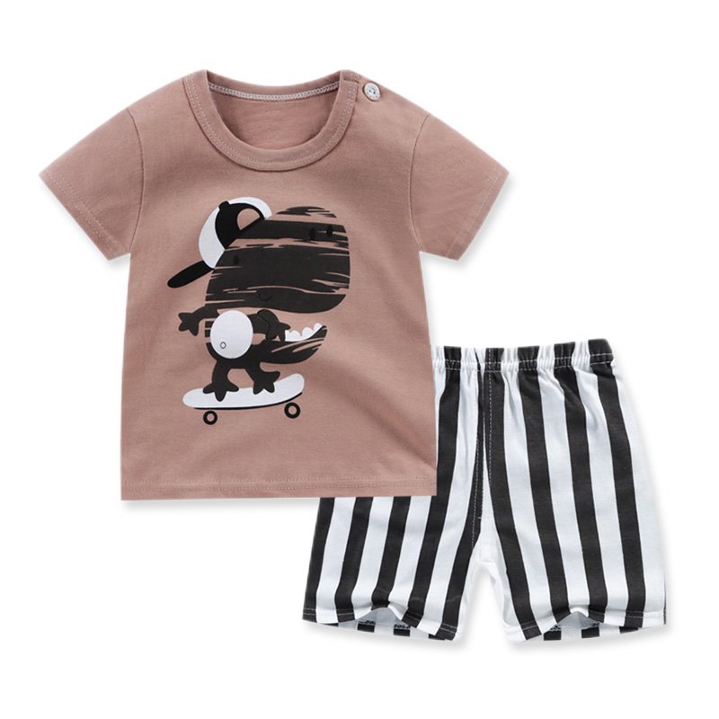 Wholesale Kids Clothing Set Cute Cartoon Summer T-shirt and Shorts Boys Clothes Set