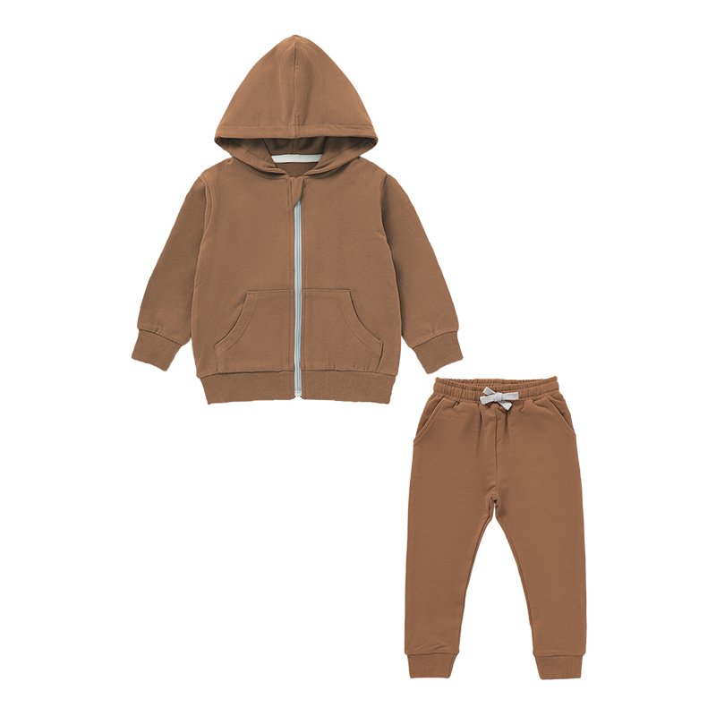 Solid Cardigan Baby Zipper Hoodies And Pants Kids Hoodie clothing set Children Jogger set