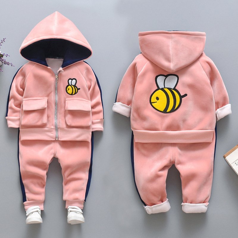 Hao Baby Winter Suit New Children's Two-piece Suit Children's Autumn and Winter Models Plus Velvet Thick Children's Outfit