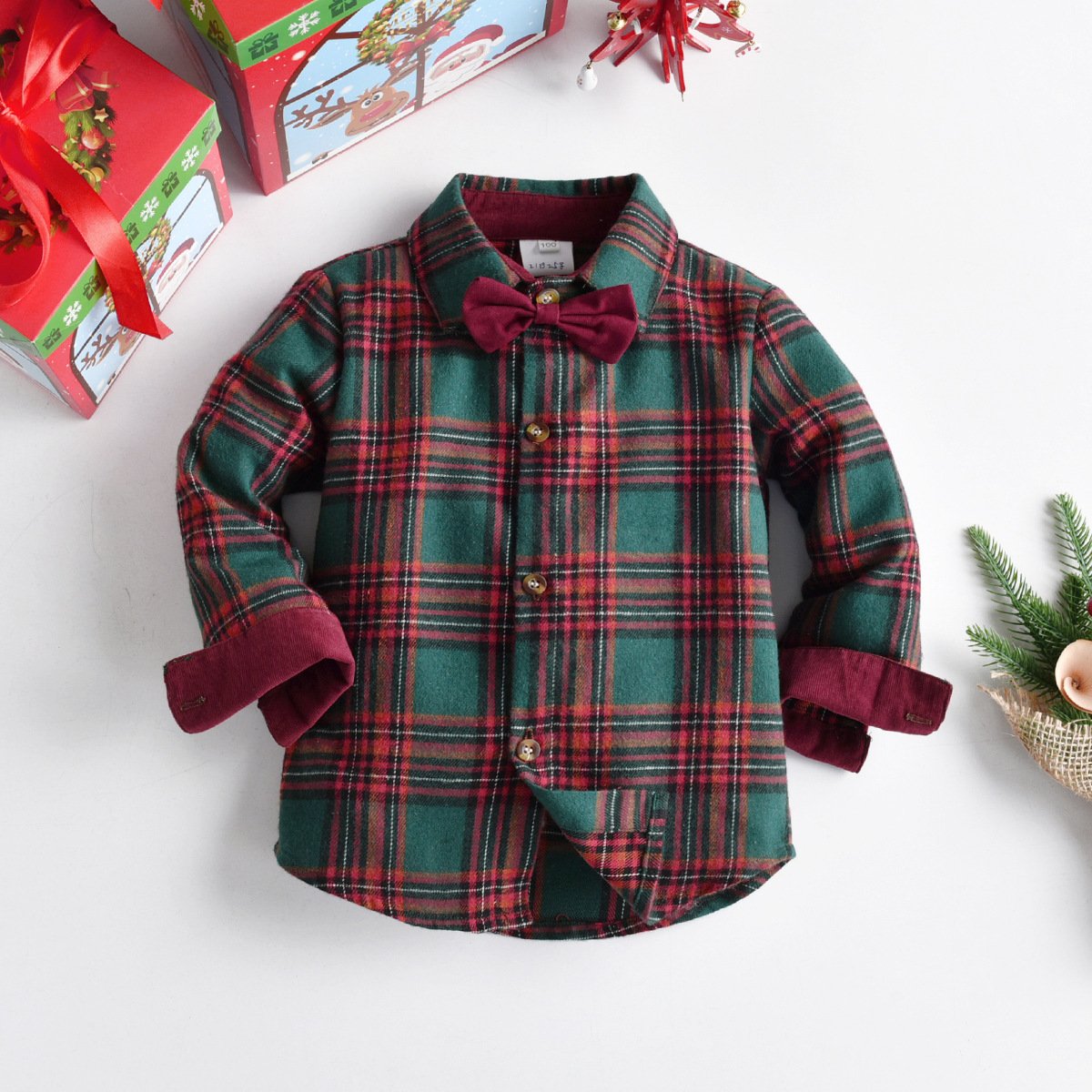 Boys Clothing Christmas Kids Clothes Costume Formal Gentleman Outfit Baby Boy Christening Clothes Gifts Red Plaid Outfit