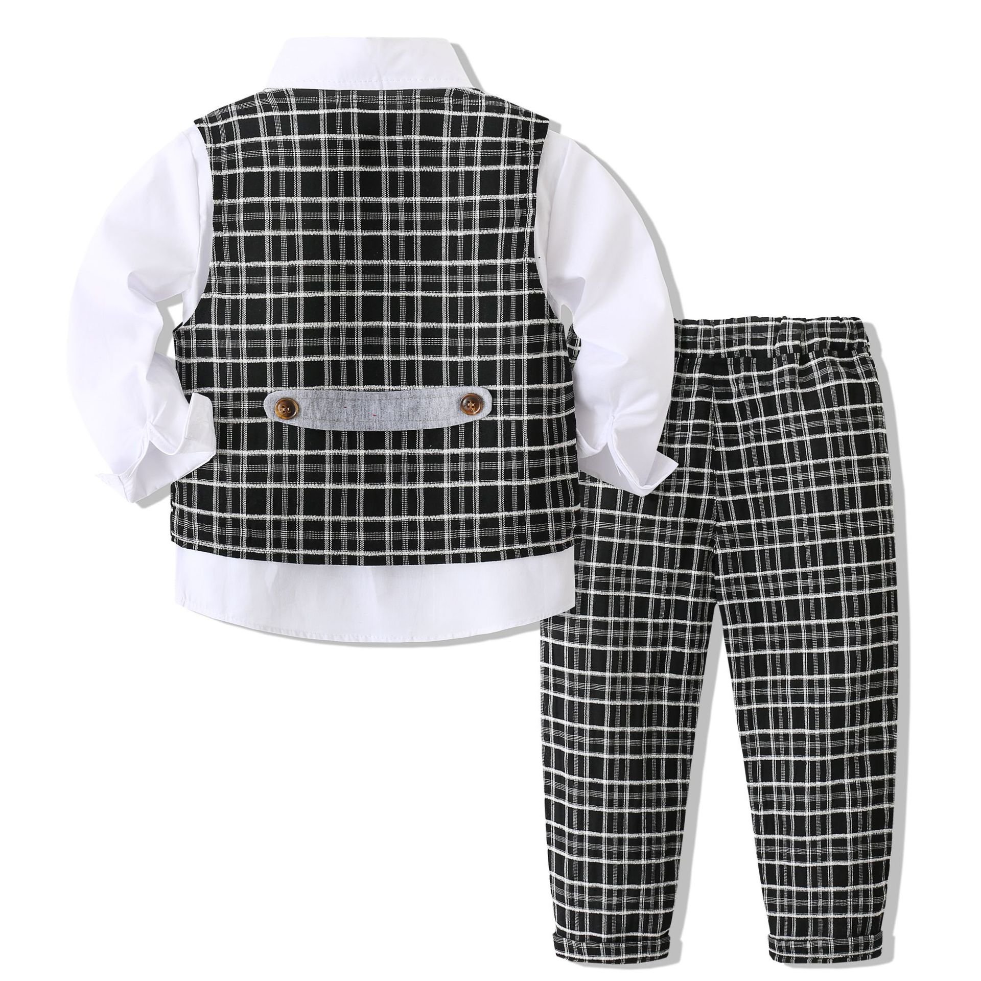Spring Toddler Baby Clothes Suit with Vest Long Sleeve Shirt + Pants Outfits Kids Boy Cotton Top Shirts Baby Clothing Set 1-5Y