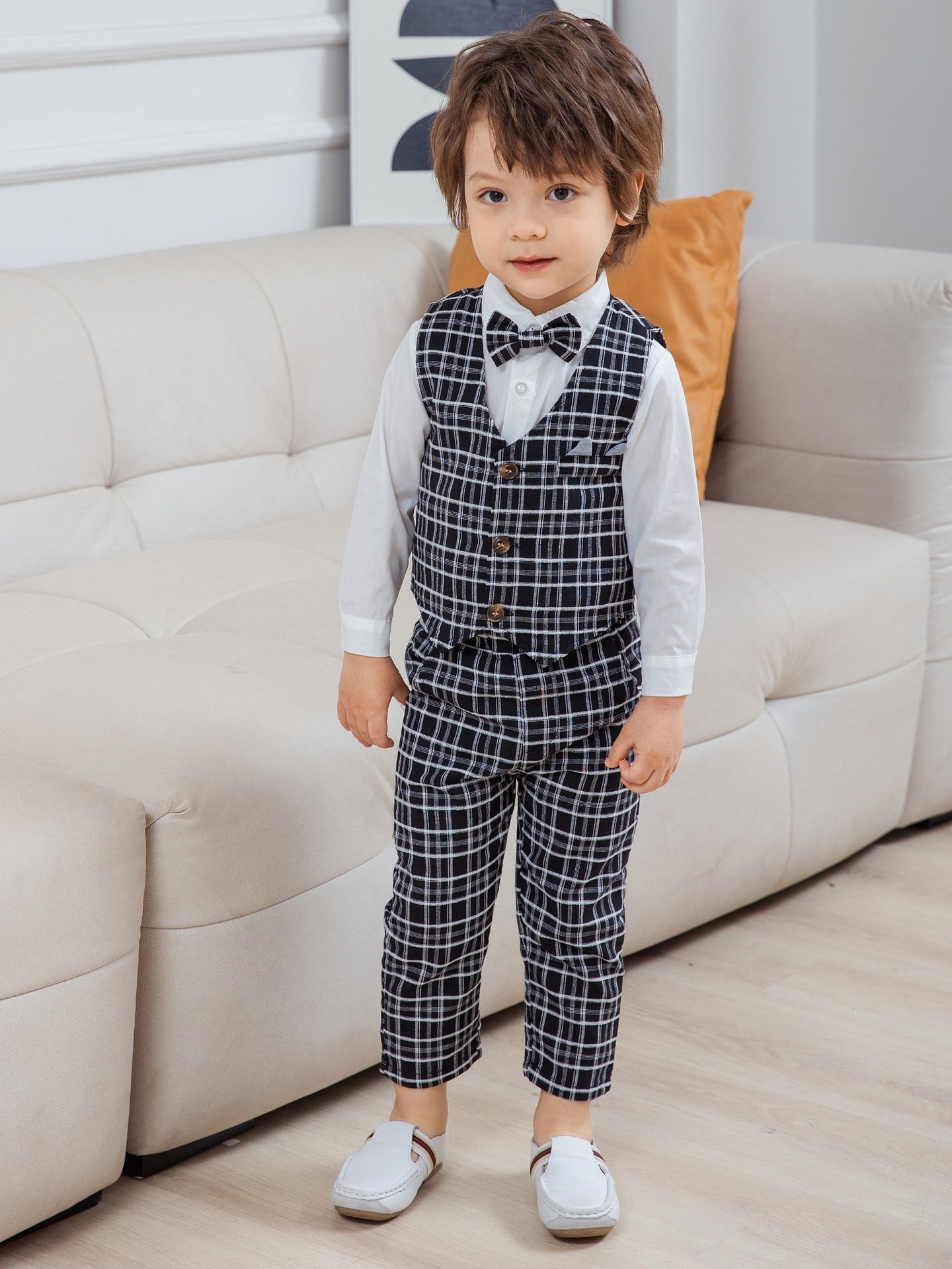 Spring Toddler Baby Clothes Suit with Vest Long Sleeve Shirt + Pants Outfits Kids Boy Cotton Top Shirts Baby Clothing Set 1-5Y