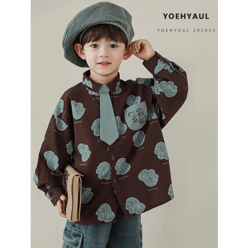 YOEHYAUL N5349 Dinosaur Series 5 Pieces Baby Boy Clothing Set Casual Denim Vest Jeans Hoodie Shirt Boy Child Outfit
