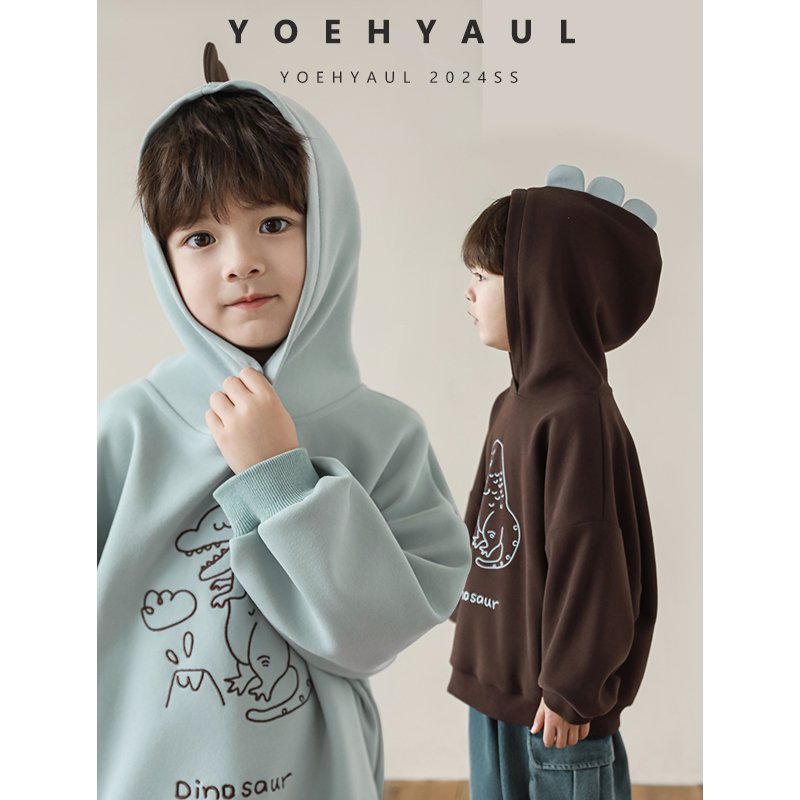 YOEHYAUL N5349 Dinosaur Series 5 Pieces Baby Boy Clothing Set Casual Denim Vest Jeans Hoodie Shirt Boy Child Outfit
