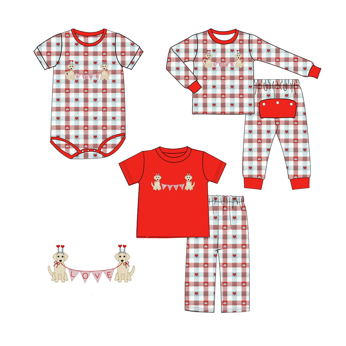 Customized rugby plaid print Organic Cotton boy clothing set Kids Baby suit children's clothing