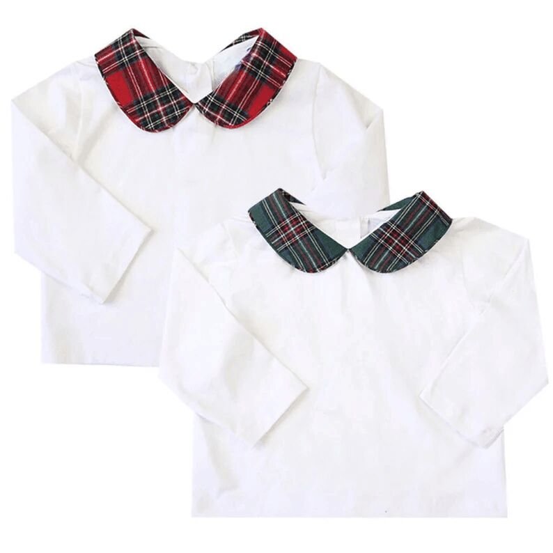 Custom baby boys girls clothing set monogram flannel plaid infant top and bloomer set cute toddler kids set
