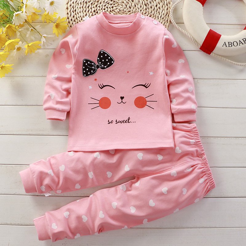 TZ1001 Kids Pajamas Baby Cotton Clothes Pants Suit Set Printing Sleepwear Children Pajamas for Unisex Boys And Girls