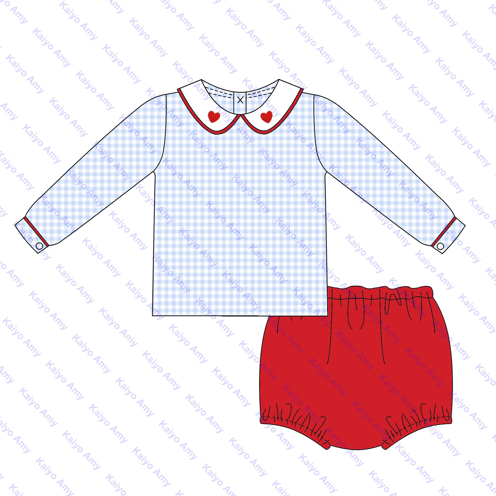 Valentine Day kids clothing girls dresses peter pan collared sibling matching outfits red heart baby boys clothes bloomer set