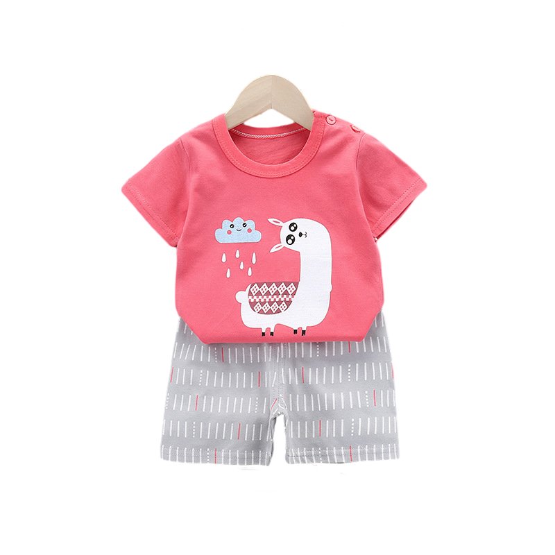 2024 Summer New Arrival 100% Cotton T-shirts Shorts Set Casual Breathable Animal Pattern Printed Boys Clothing Set