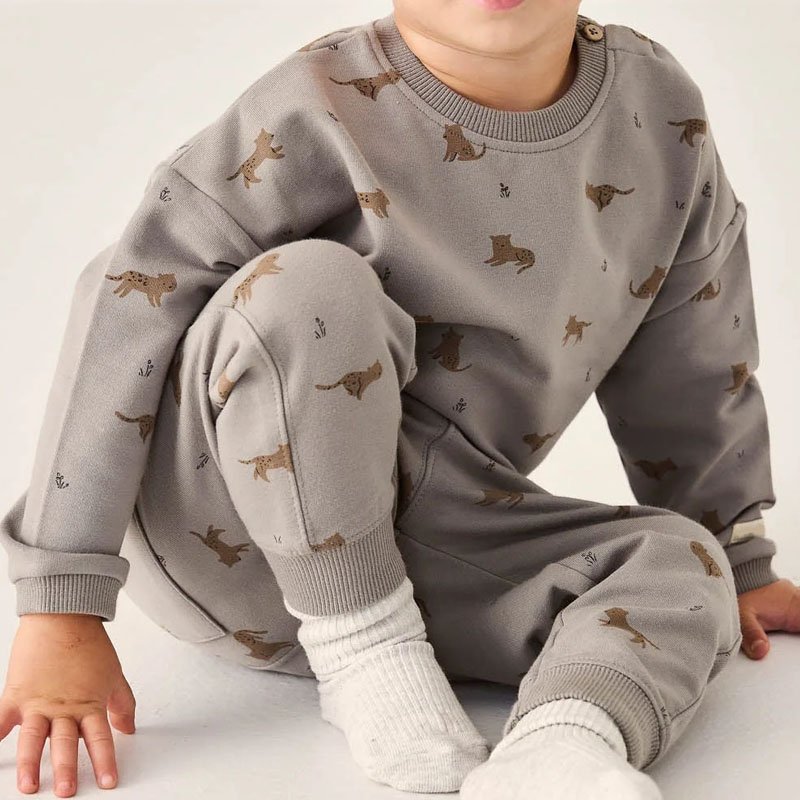 custom kids tracksuits set Organic Cotton sweatshirt and jogger french terry boys Two piece set wholesale