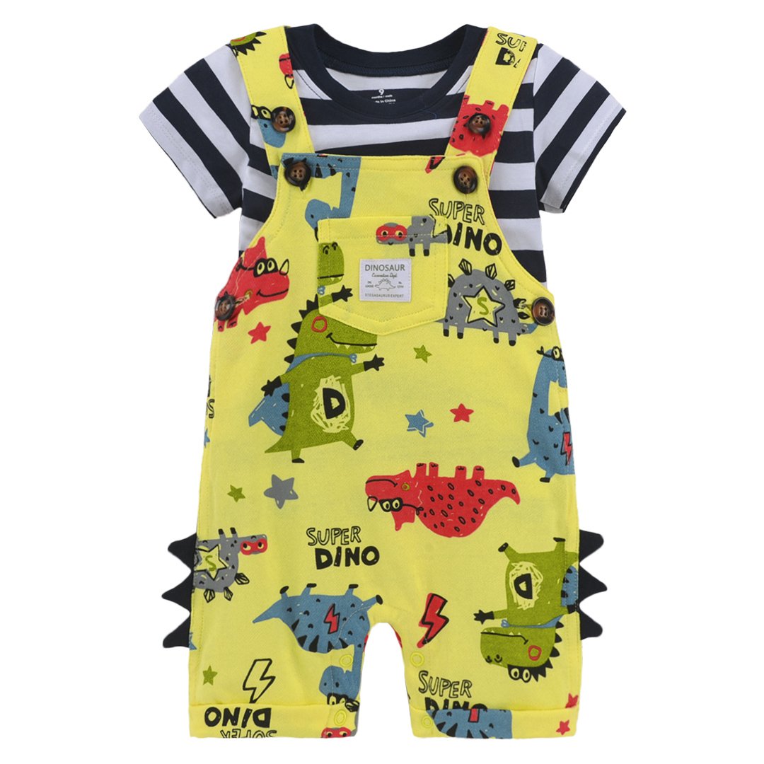 Growprint 100% Cotton Baby Boys Clothing Sets Cute Dungarees And T-Shirt Two-Piec Set Summer Baby Boy Overalls Set