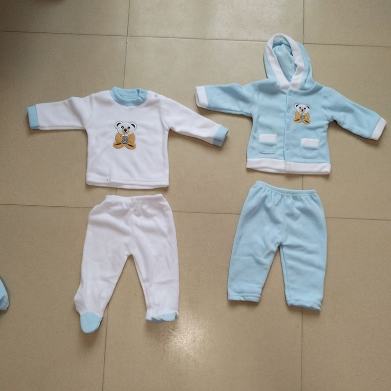 Toddler Baby Boy Girl Polar Fleece 8 Piece Clothes Long Sleeve Plush Pullover Sweatshirt Trousers Set Cute Newborn Baby Clothes