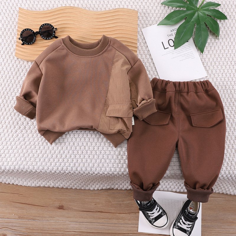 Kids New Design Sweatshirt Clothes 2024 Toddler Children Plain matching outfit Long Sleeve Casual Boys Minimalism Clothing Sets