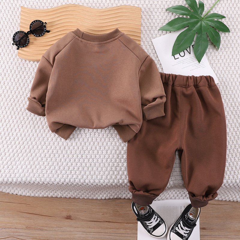 Kids New Design Sweatshirt Clothes 2024 Toddler Children Plain matching outfit Long Sleeve Casual Boys Minimalism Clothing Sets