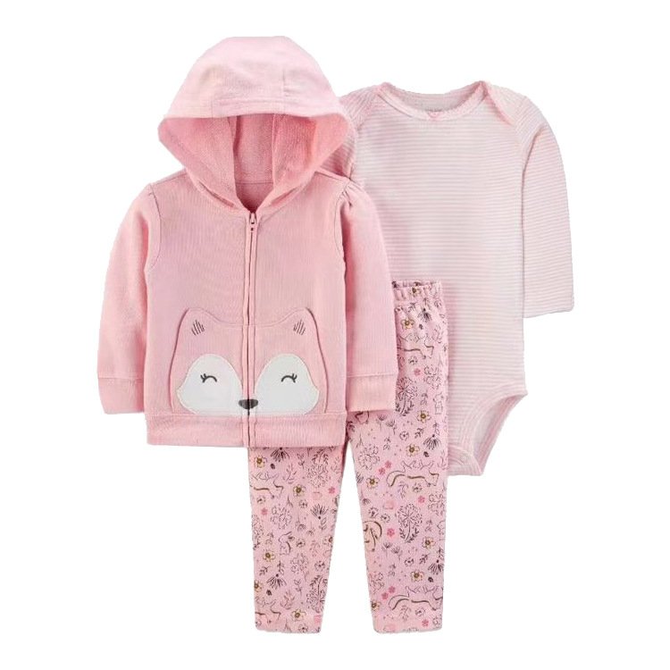 Autumn European American Style Cute Cartoon 2pcs Baby Clothing Sets Long Sleeve Hooded Tops for Girls Boys Unisex 12-18 Months