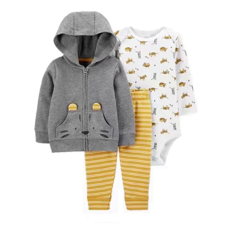 Autumn European American Style Cute Cartoon 2pcs Baby Clothing Sets Long Sleeve Hooded Tops for Girls Boys Unisex 12-18 Months