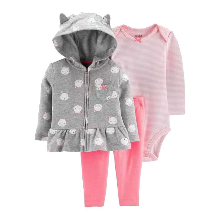 Autumn European American Style Cute Cartoon 2pcs Baby Clothing Sets Long Sleeve Hooded Tops for Girls Boys Unisex 12-18 Months