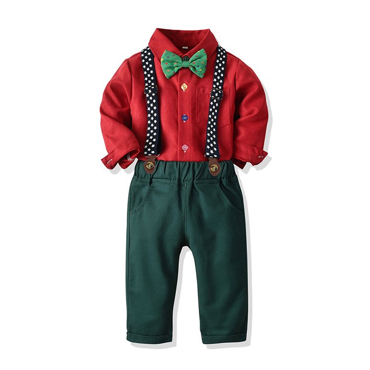 Spring Autumn Children Clothes Christmas Gentleman Style Casual 2 Piece Set Toddler Baby Kids Suits Boys Clothes Sets