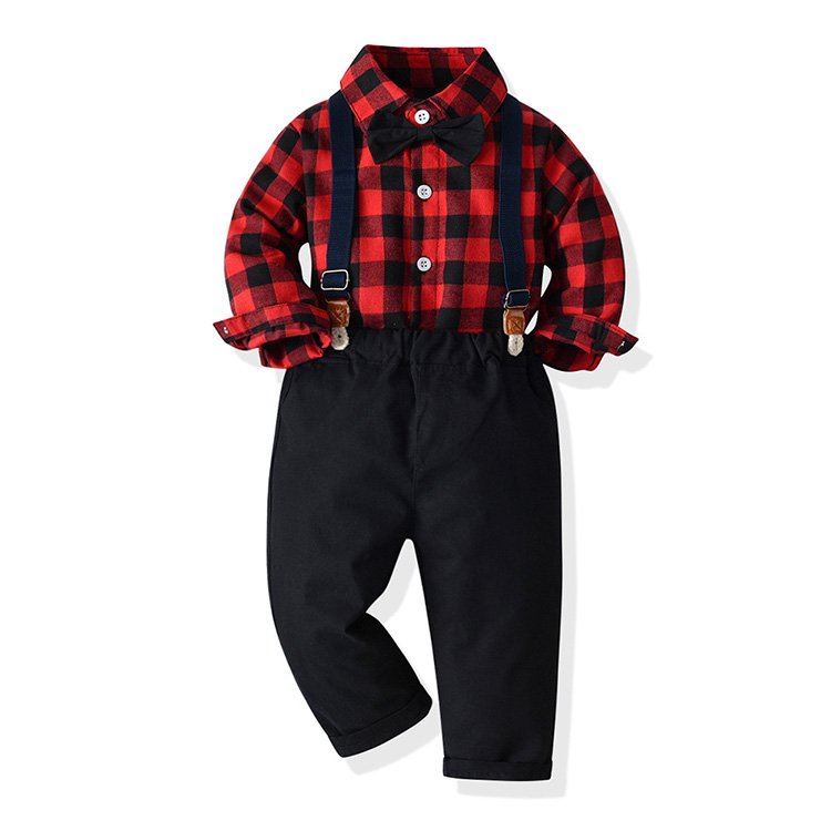 Spring Autumn Children Clothes Christmas Gentleman Style Casual 2 Piece Set Toddler Baby Kids Suits Boys Clothes Sets